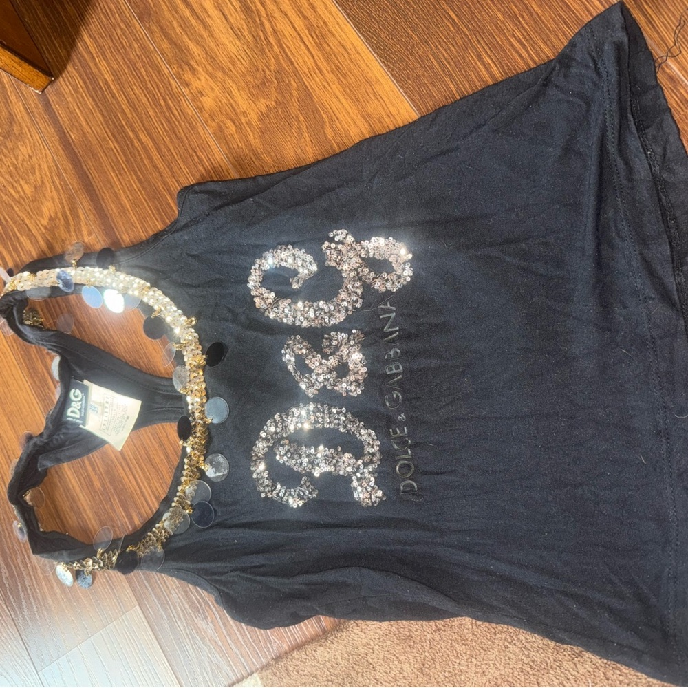D&G Black and Gold Sequin Embellished Top